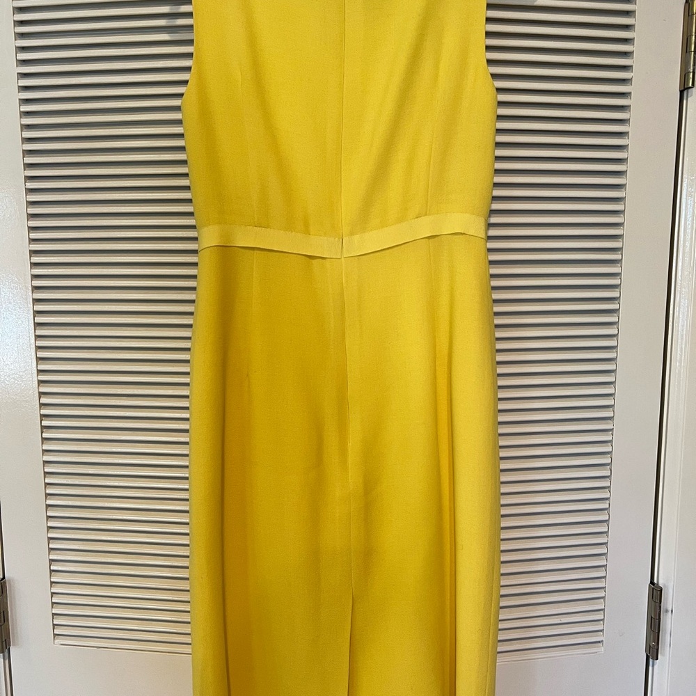 Carolina Herrera Yellow Sleeveless Ruffle-Front Midi Dress - Picture 4 of 4